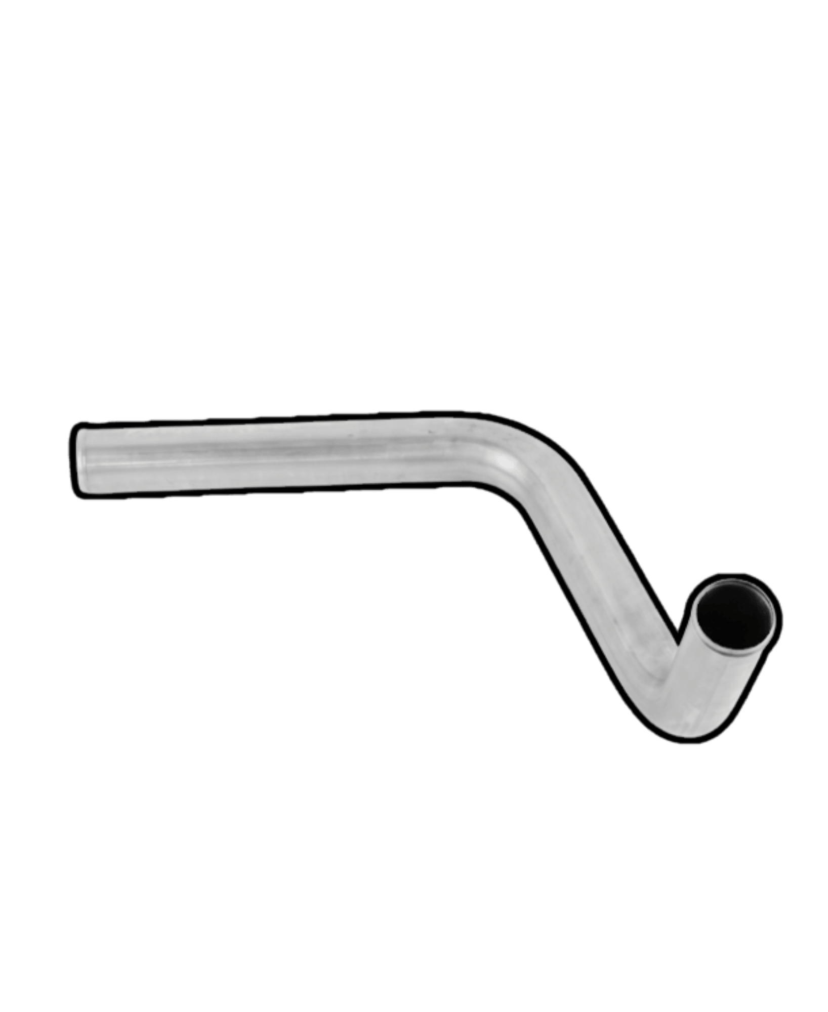 Polished aluminium Z-bend charge air pipe with offset double bend