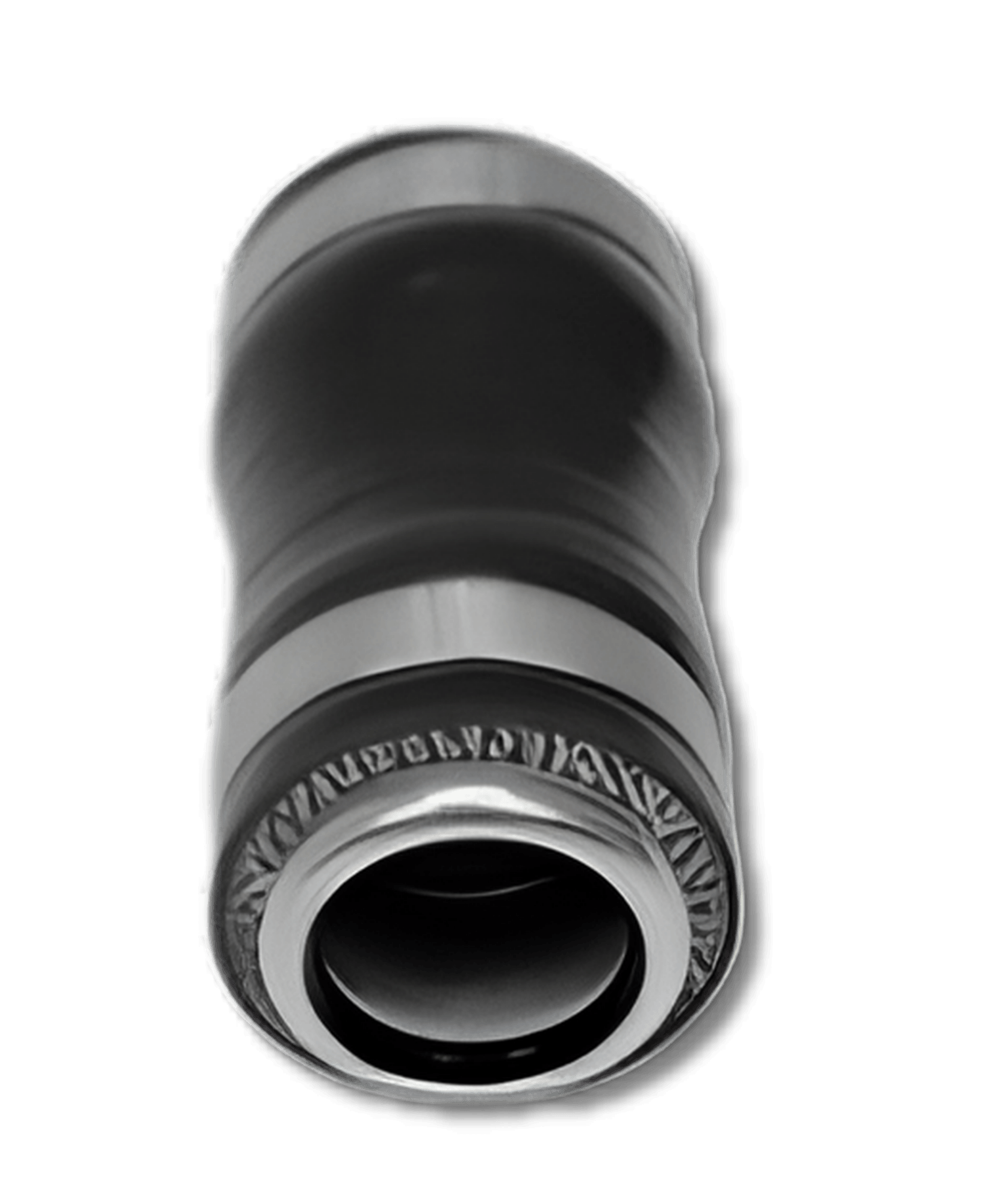 Black rubber coupler sleeve with chrome metal ring ends