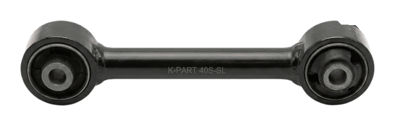 Precision forged straight rear track link bar marked K-PART 40S-SL equipped with heavy duty rubber vulcanized bushings on both ends.