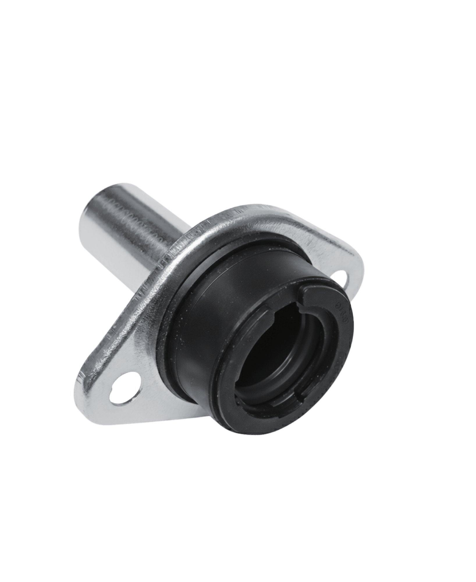 Clutch guide sleeve with black rubber seal and 2-hole oval flange